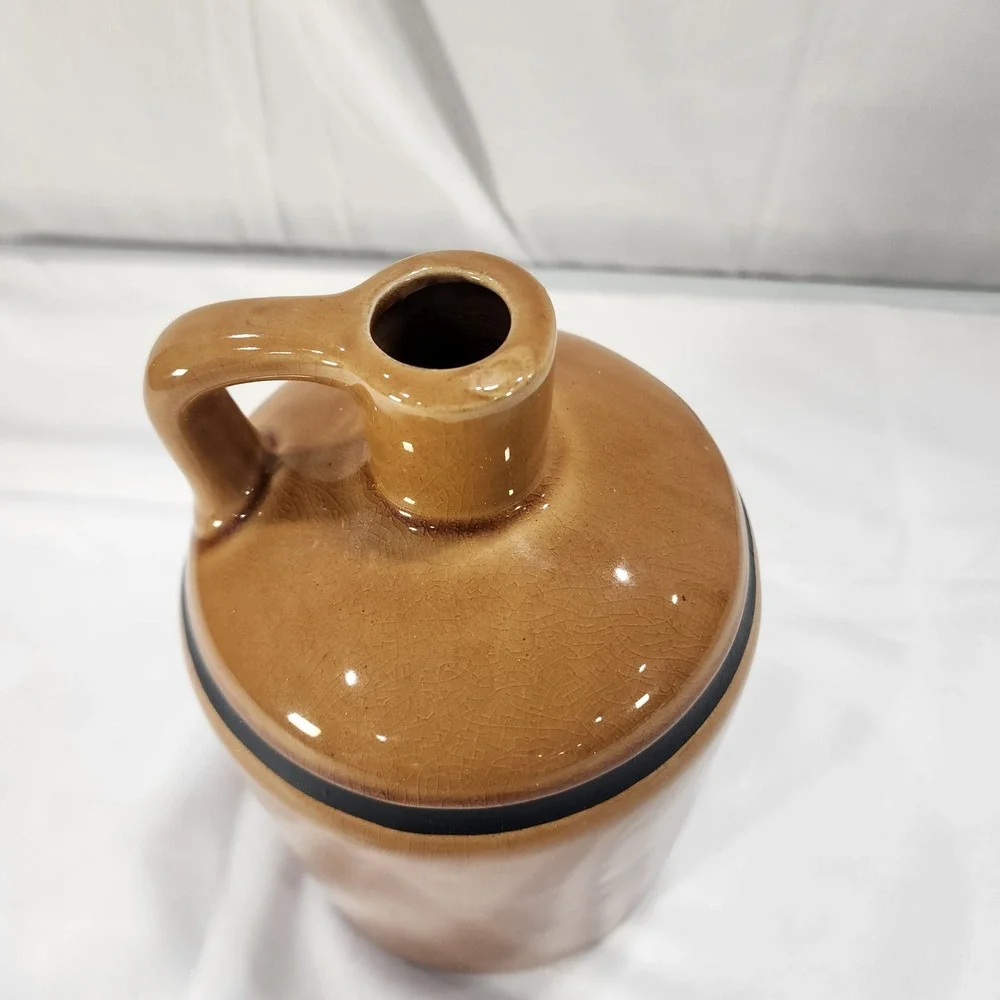 Kips Primitive Crackle Ceramic Jug Family Star Tan Rustic Farmhouse Decor 2009